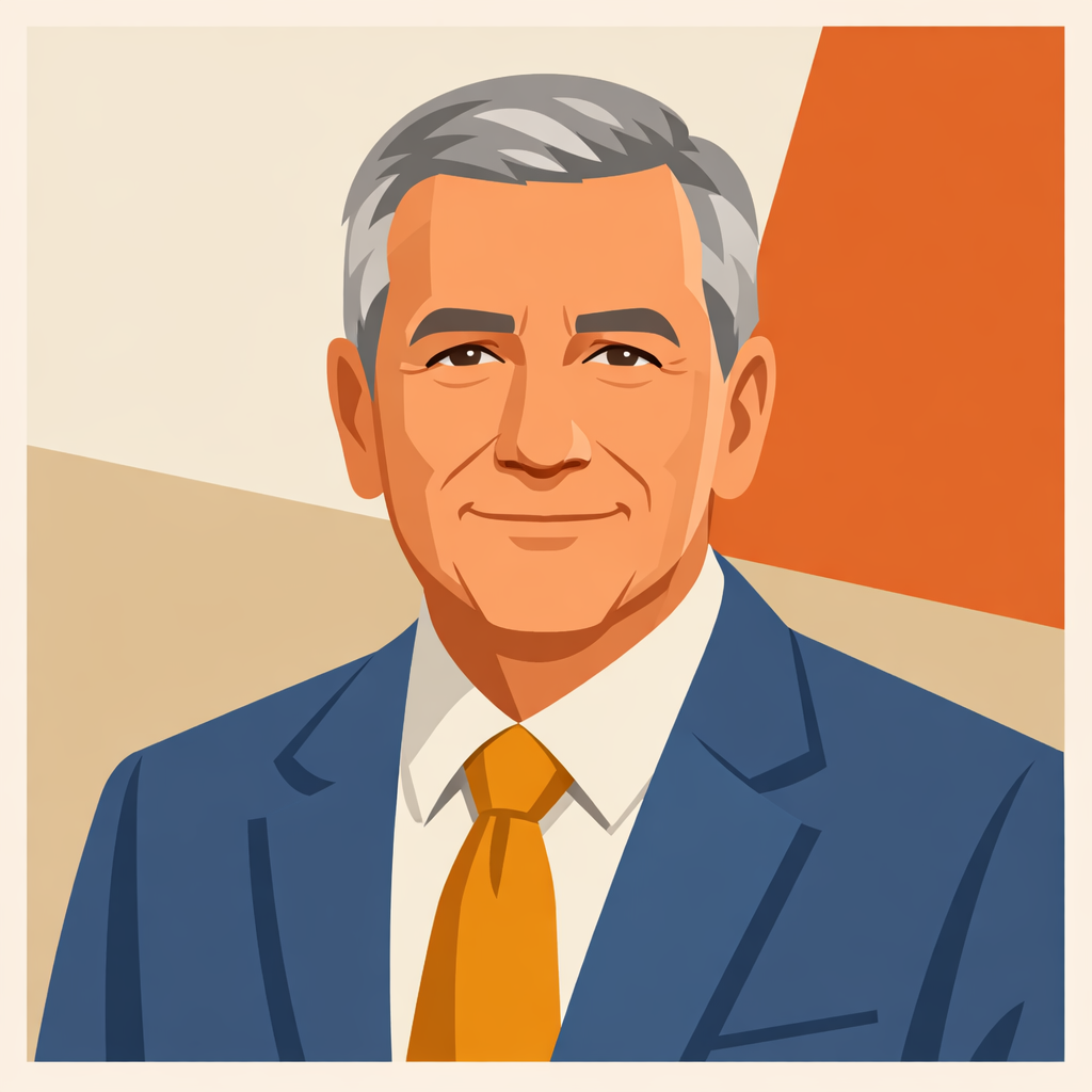 Illustrated portrait of Dennis Kelly, Co-Founder, Chief of Technology